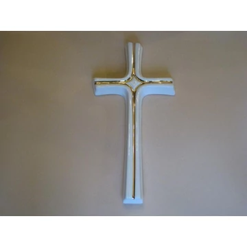 Fehér porcelán kereszt arany díszítéssel